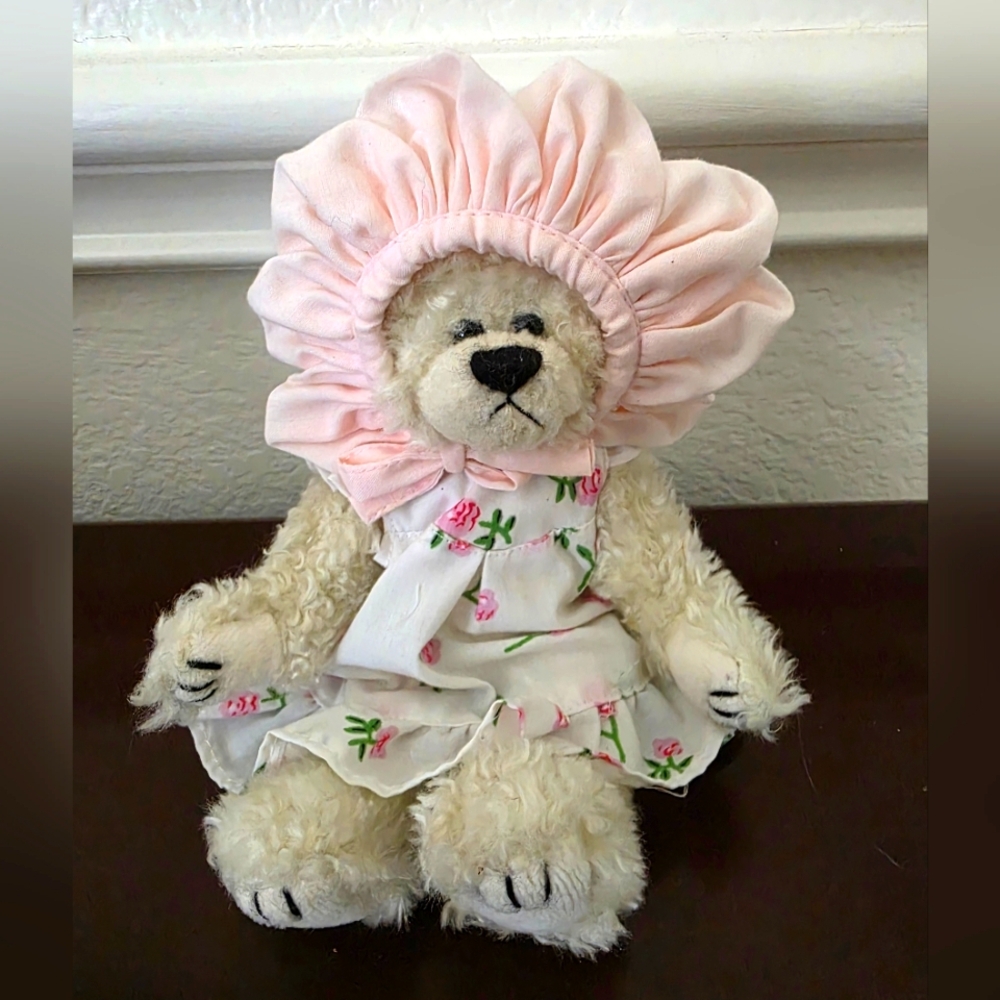 Ty Rosalie Teddy Bear with Pink Bonnet